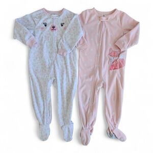 ADD-ON | Carter’s Toddler Girl Fleece Footed Sleepers Pink Animal Prints Size 2T